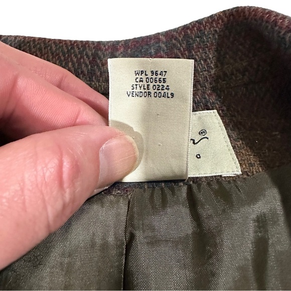 Vtg Eddie Bauer Earth-Toned 2 Button 100% Wool Tweed Blazer Sz LP Check Plaid - Picture 7 of 13
